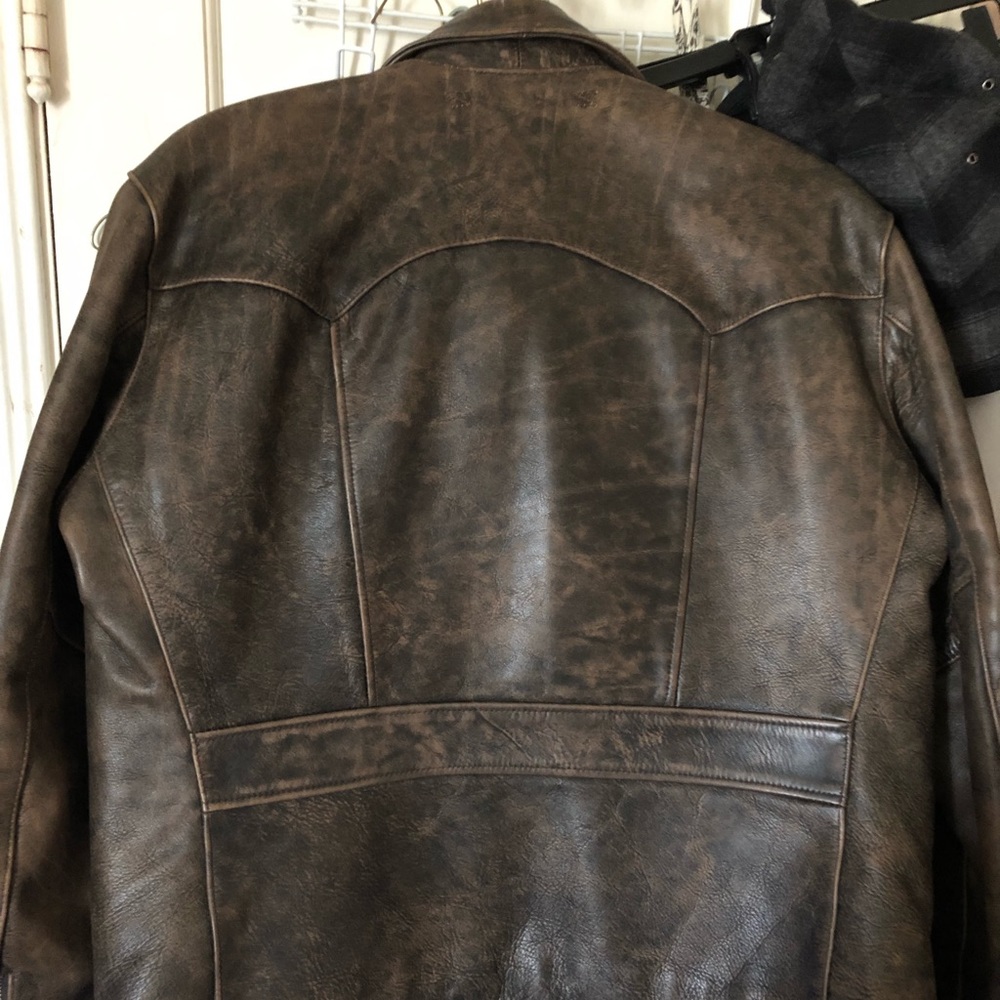 Ralph Lauren, RRL, Double R, Polo Men’s Leather Jacket Brown Vintage Style Cow - Picture 6 of 8